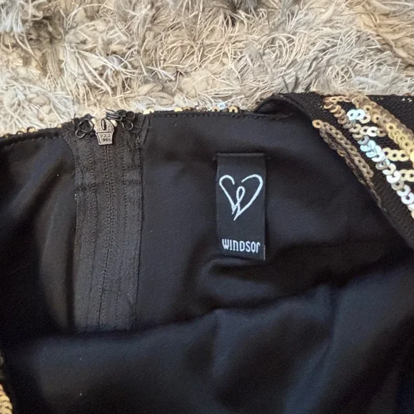 Windsor Black and Gold One Shoulder Dress - Picture 2 of 9